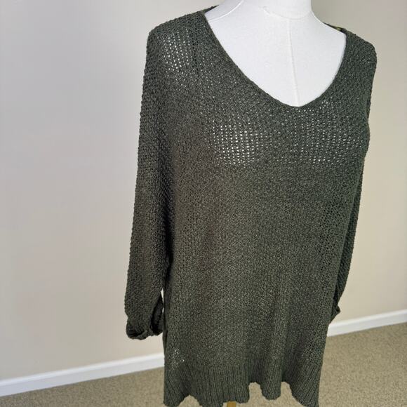 EE:Some Split Hem Open Knit Long Sleeve Sweater US Women's M/L - Picture 4 of 8